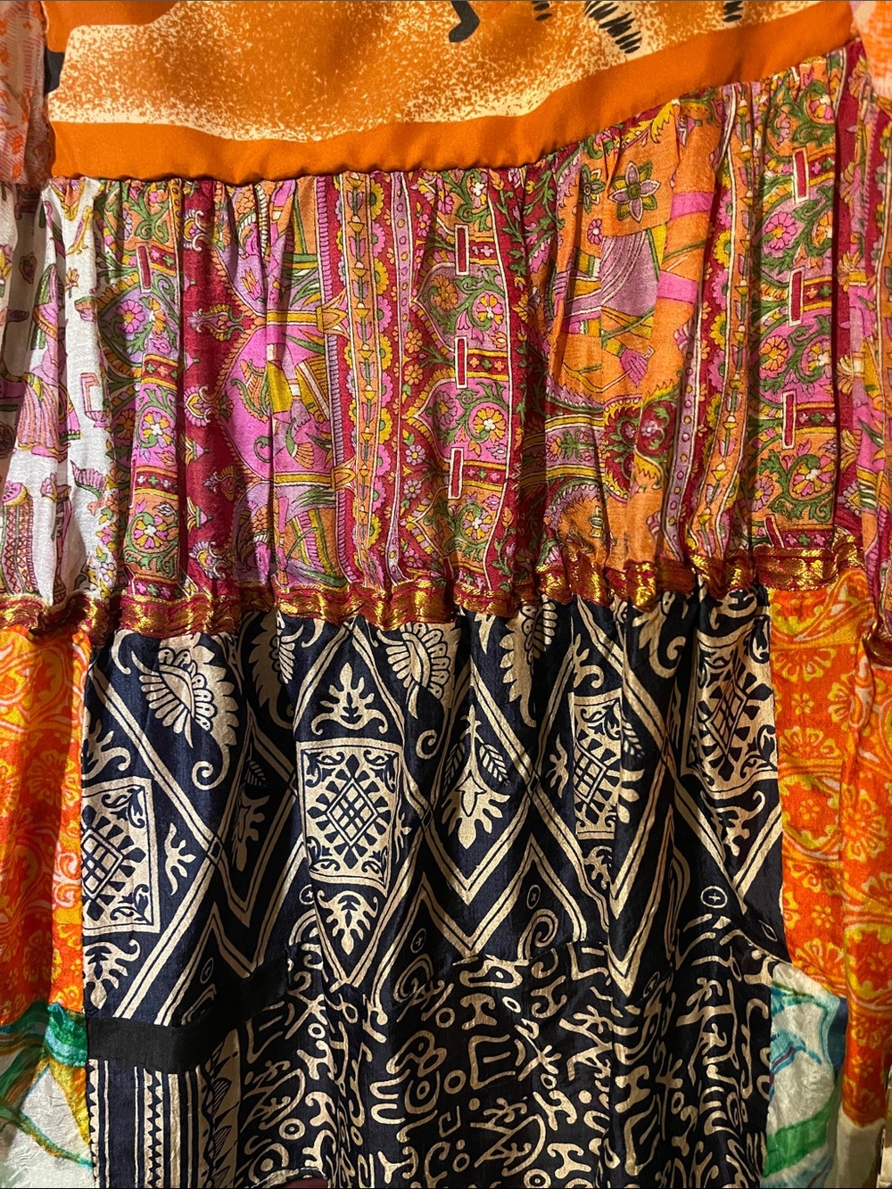 Beautiful, Free People Nuuly, Mixed Print Boho Tunic Dress - Pink, Orange, Black - Picture 9 of 9